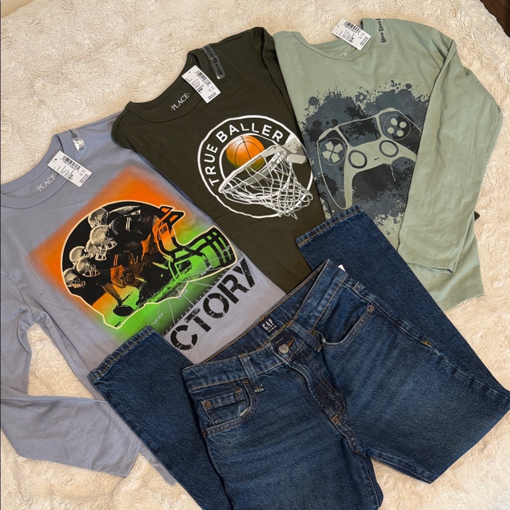 The Children's Place Kids Long Sleeve Tees - Olive, Gray, Blue